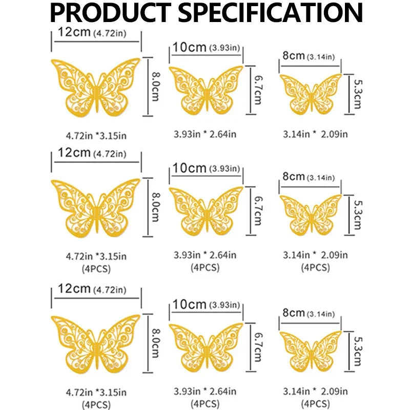 3D Hollow Butterfly Wall Stickers for Kids' Rooms