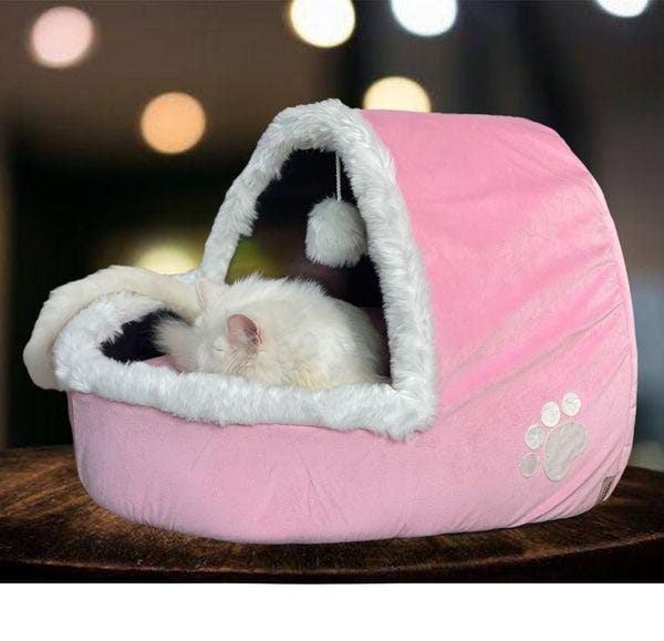LuxVelvet Heated Pet House - Soft & Cozy Winter Retreat for Cats and Dogs