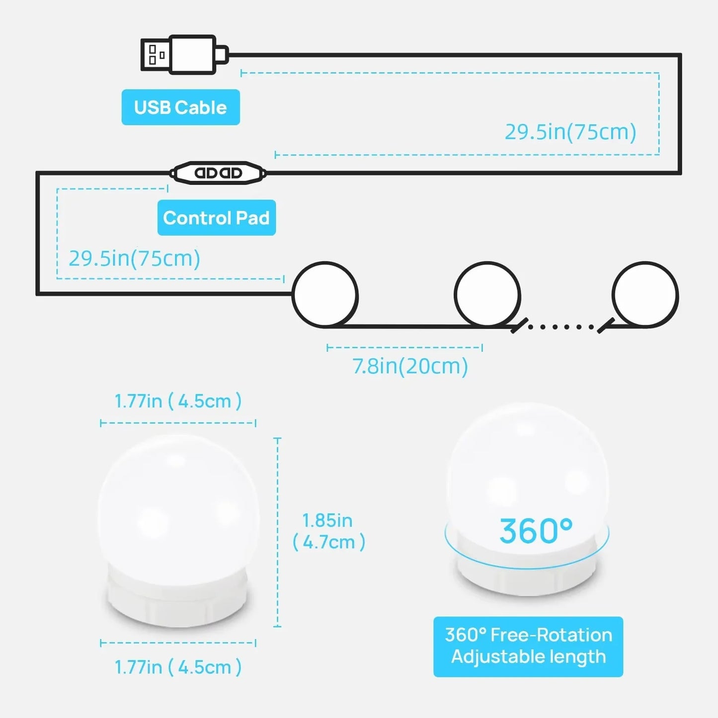 USB Vanity Mirror Lights