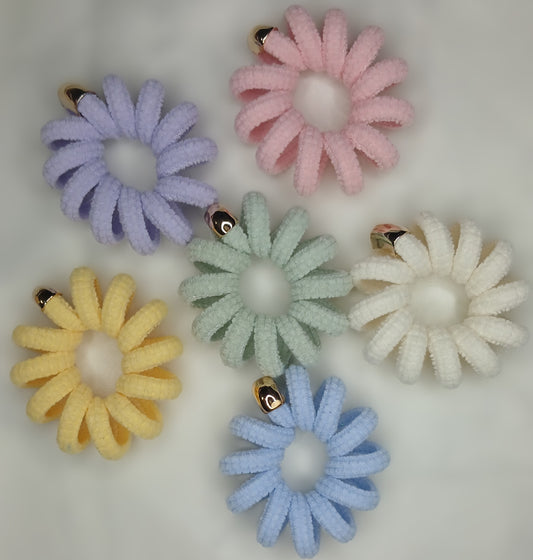 Spiral Pastel Hair Ties – Fluffy Chenille Bands