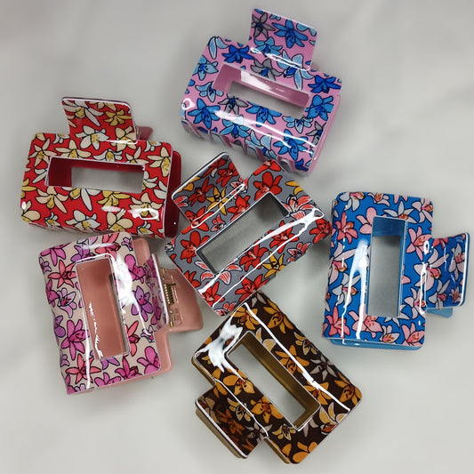 Luxury Floral Square Hair Clip – Korean Style